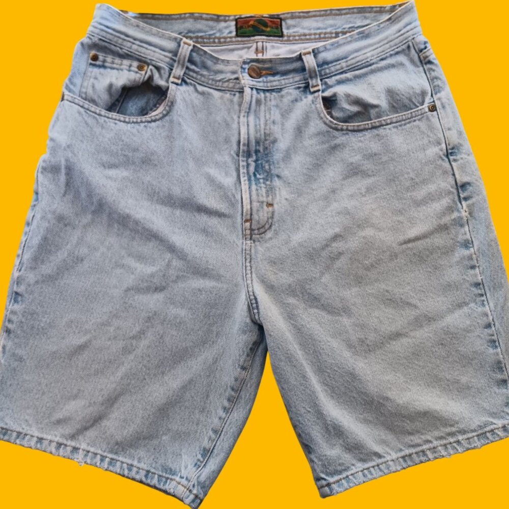 Vintage Denim Dad Shorts sz 34 1990's Structure Jeans Light Blue Wash Mens